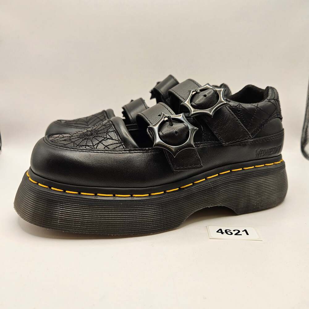 DR MARTENS WOMEN'S 6 WEDNESDAY ADAMS BUZZ MARY JANE BLACK PLATFORM SHOES BLACK